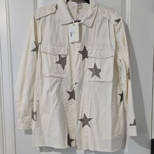 Elan Cream Jacket with Star Design